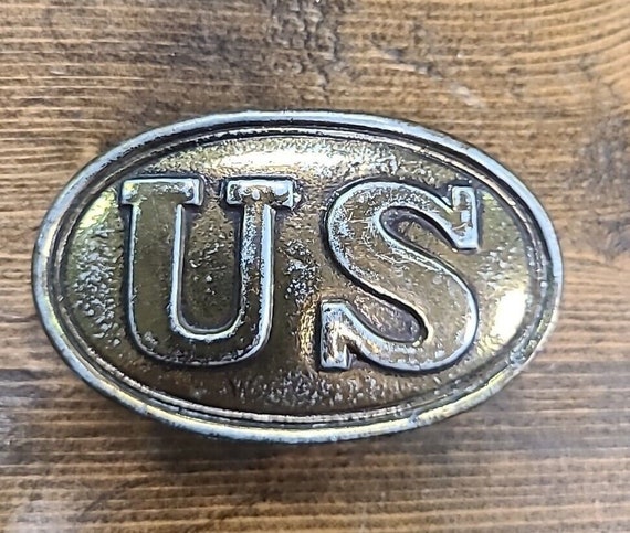 US Metal Brass Belt Buckle Civil War Style Vintage