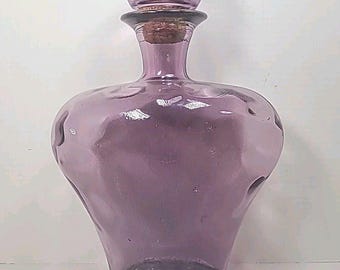 Botella grande de vidrio soplado con forma de corazón, jarrón morado amatista, tapón de bola, Pier 1