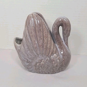Gonder Pottery Brown Drip Glaze Swan Planter Model E-44 Made USA MCM Vibes