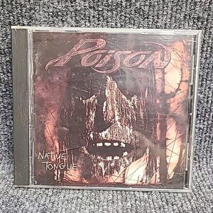 May include: A CD case with a black spine and a colorful image of a face with the band name "Poison" and the album title "Native Tongue" printed on the front.