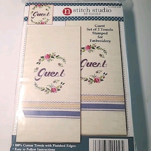 NEW Stitch Studio Pair Guest Towels Stamped Embroidery Kit image 1