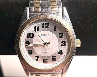 Quartz-urtavla, lättläst, silver- och guldfärgad, 6" armbandsur för unisex, Watch-it