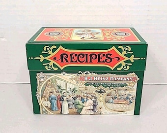 Vintage Metal Recipe Box H. J. Heinz Company 1987 USA W/dividers