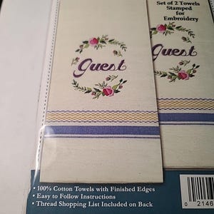 NEW Stitch Studio Pair Guest Towels Stamped Embroidery Kit image 3