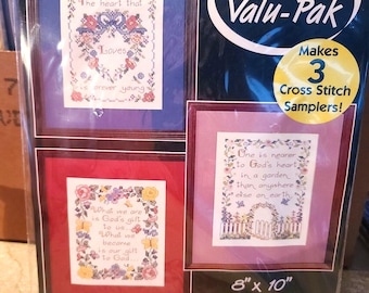 Zestaw do haftu krzyżykowego VTG Bucilla Inspirational Samplers Multi Pak 3 z nadrukiem 64182