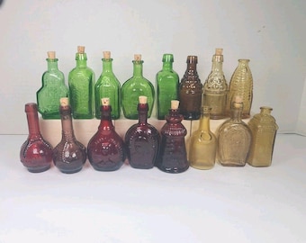 Vintage Wheaton Miniature Glass Bitters Bottles, Assorted Colors, Lot Of 16