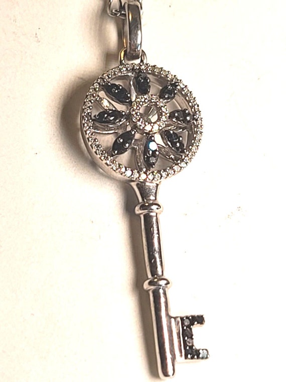 Vintage 925 JWBR  Sterling Silver Chain & Key Pen… - image 1