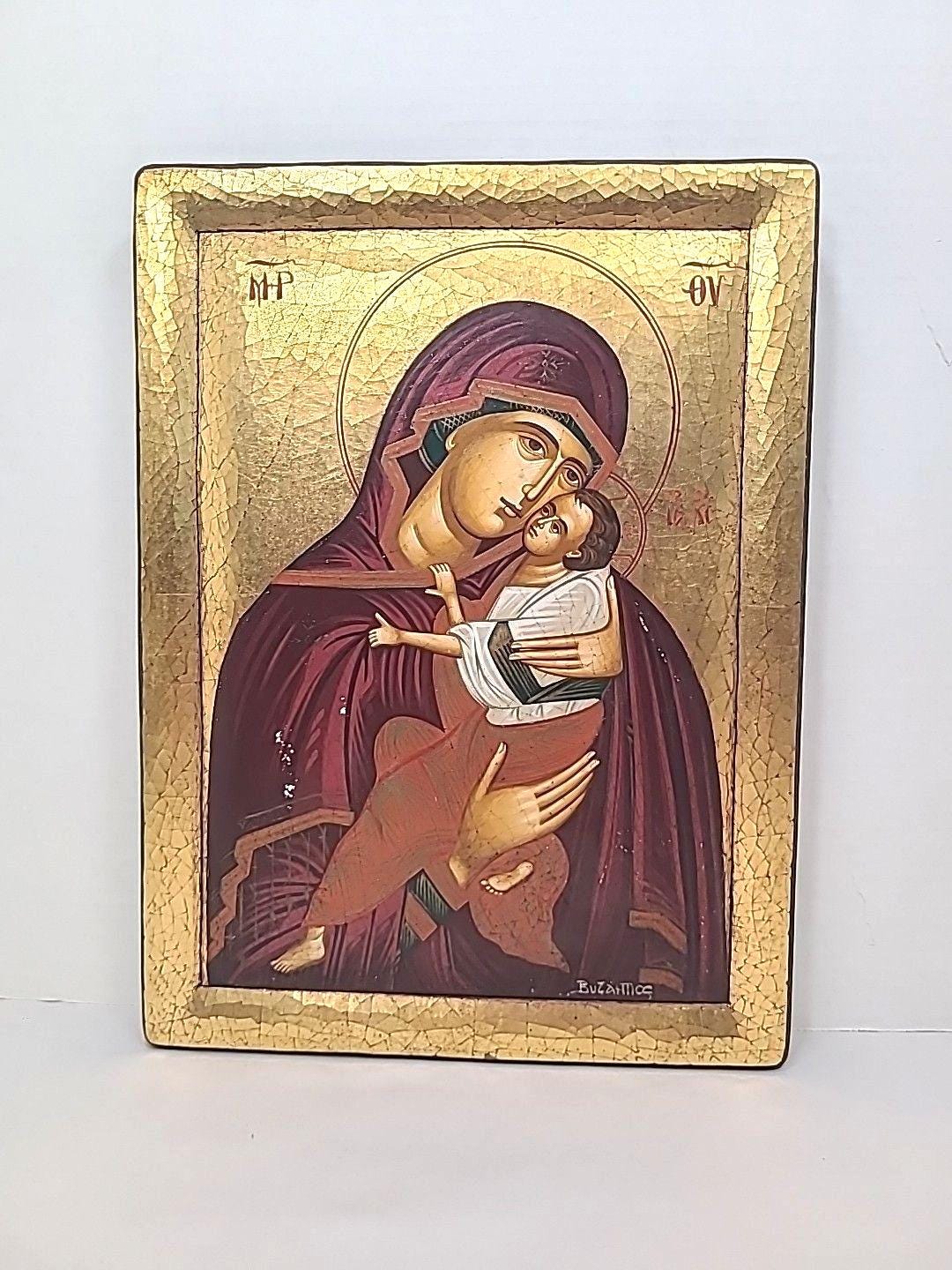 Painting Our Lady of Tenderness Icon Handpainted Greek Orthodox ...