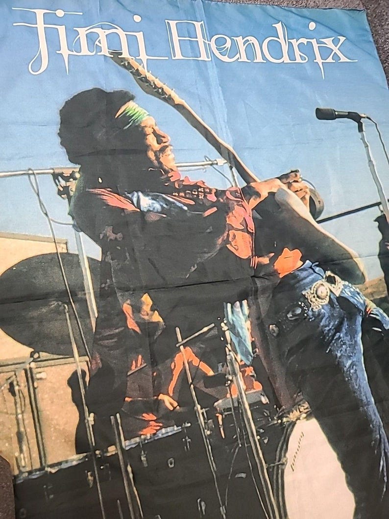 RARE Vintage Authentic Made In Italy Jimi Hendrix 42x30 Polyester Poster Art image 7