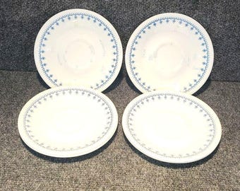 Corelle Livingware by Corning 6.25 Saucer - Lot of 6-  Snowflake Garland Blue