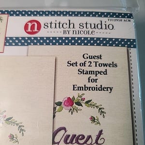 NEW Stitch Studio Pair Guest Towels Stamped Embroidery Kit image 2