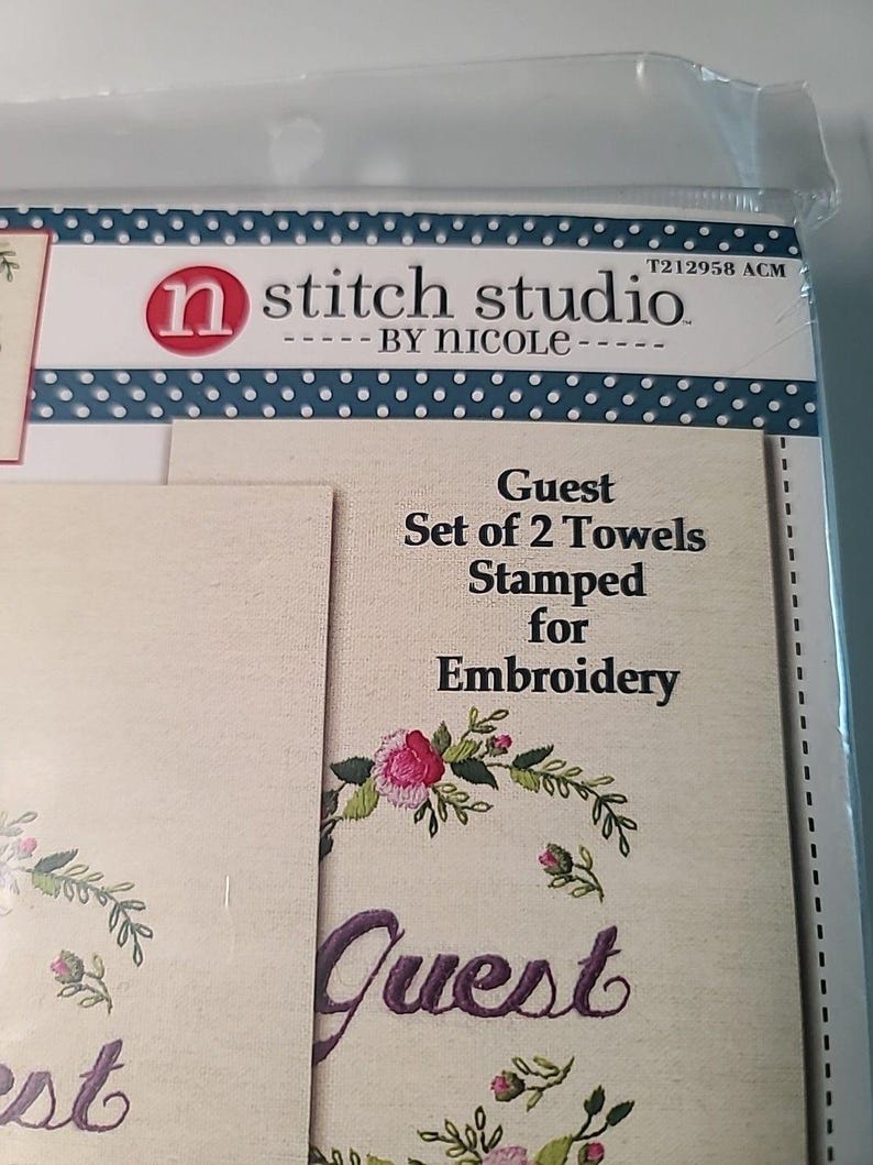 NEW Stitch Studio Pair Guest Towels Stamped Embroidery Kit image 2