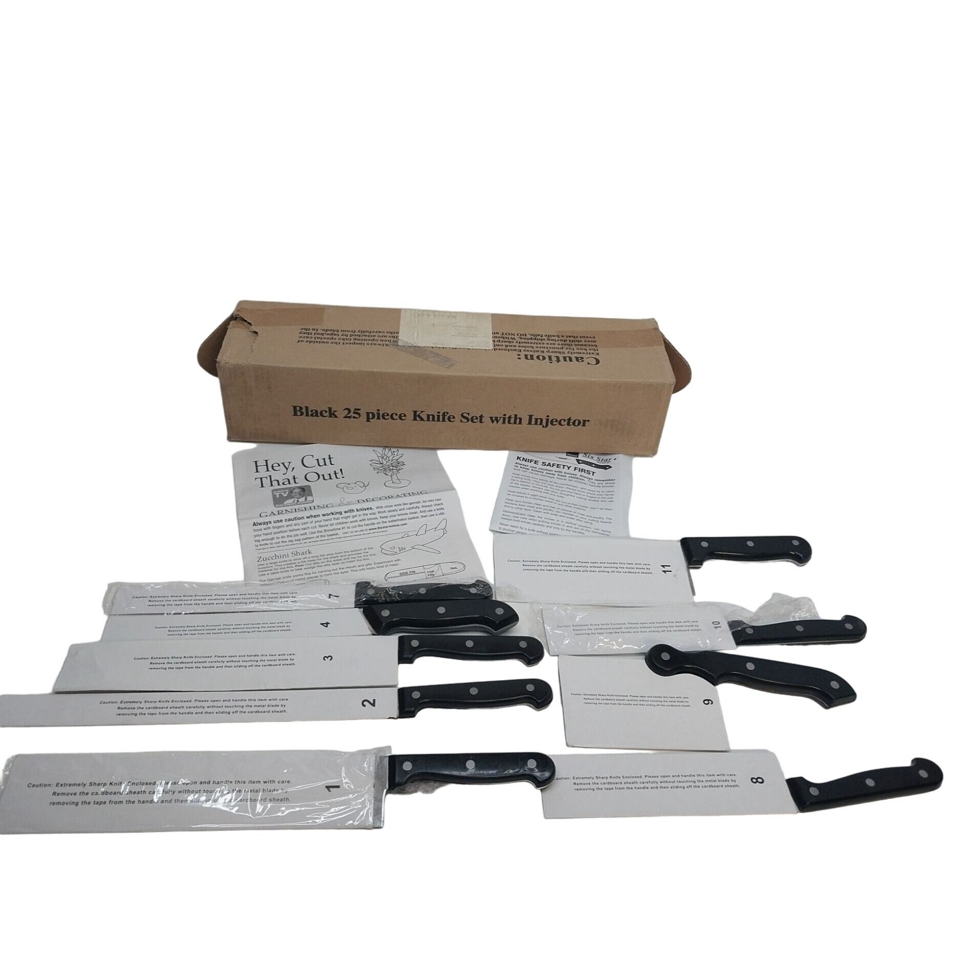 Ronco Six Star Plus Black 9 Piece Knife Set Original Box - Etsy