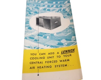 Vintage Lennox Print Paper Advertisement Flyer 1950s Cooling Unit Tri Fold