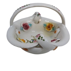 Porcelain Flower Basket Hand Painted Italy