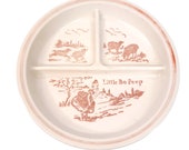 Little Bo Peep Pink Red Divided Childs Plate by Fire King Vitrock