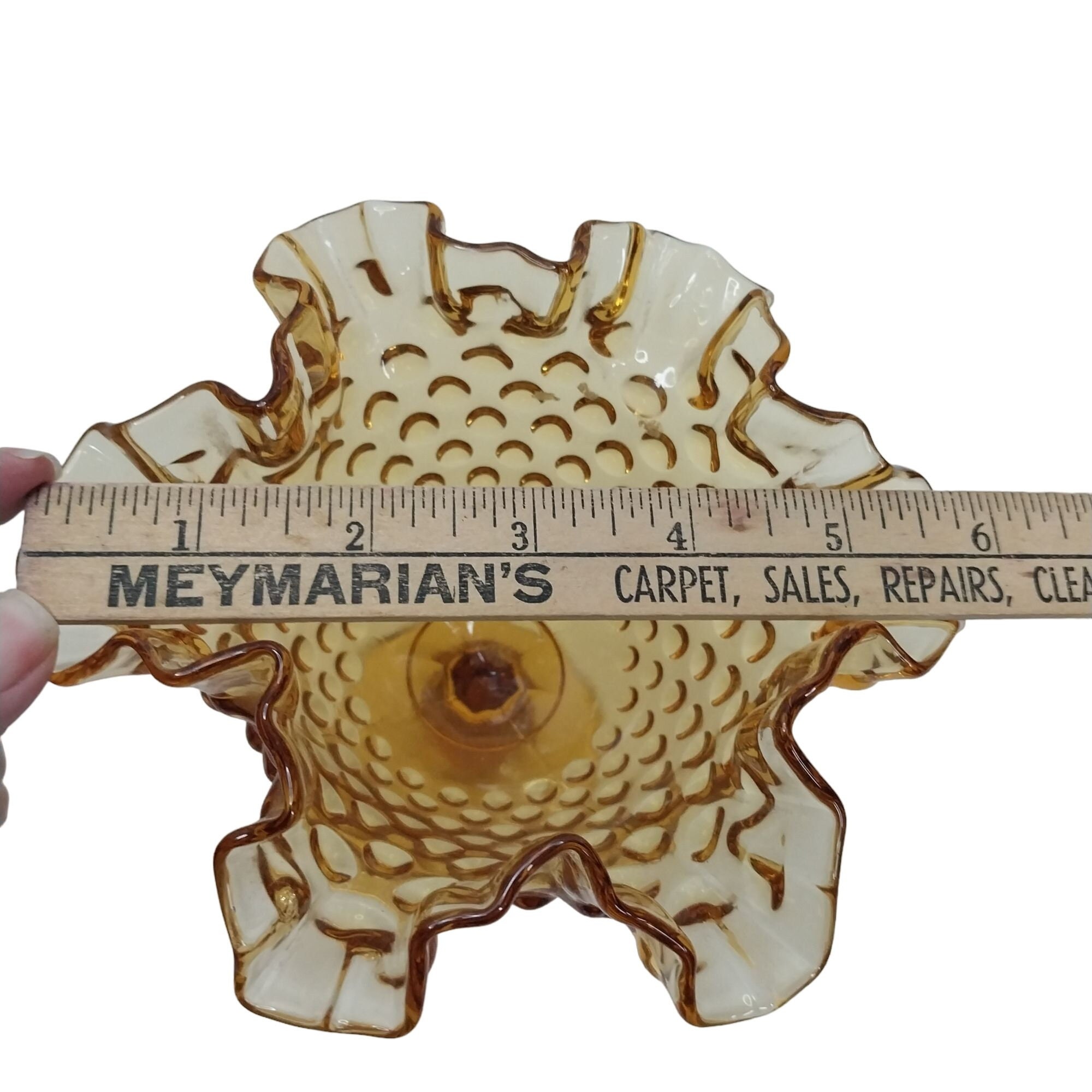 【値下げ・美品】アメリカ　フェントン社イエローガラス、コンポート台 値下げ・美品】アメリカ フェントン社イエローガラス、コンポート台