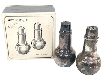 ヴィンテージ Wm A Rogers ソルト/ペッパーシェーカー 4 個セット 花柄