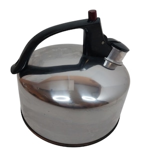 Vintage Regal Ware Stainless Steel Whistling Tea Kettle Copper Bottom 1.5 Quart