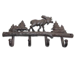 Cast Iron Moose Wall Hook Key Rack Coat Rack Rustic Forest Brown Finish