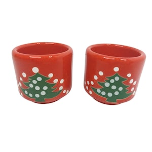 Juego de 2 candelabros navideños de cerámica de Waechtersbach, color rojo y verde