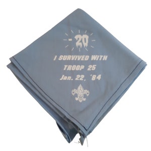 Vintage Boy Scouts Neckerchief Scarf January 22, 1984 BSA TROOP 25 Campout