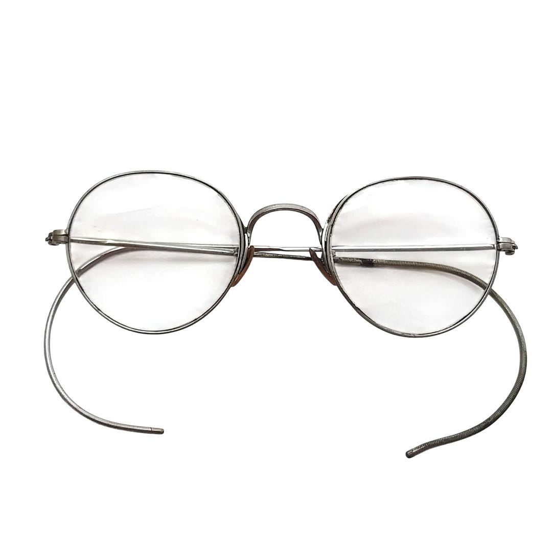 Antique Wire-rim Bifocal Glasses With Velvet-lined Metal  display picture 1