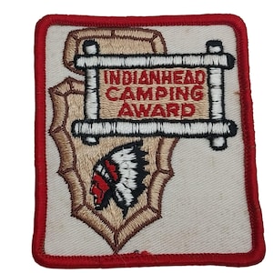 Boy Scouts Vintage Patch Embroidered Indianhead Camping Award Red Border Square