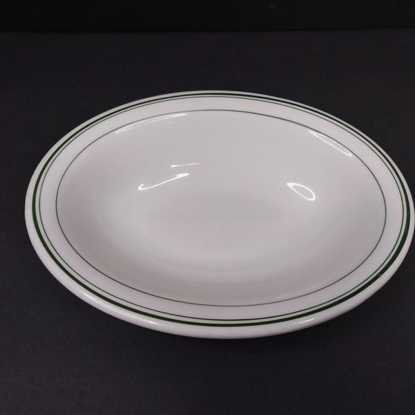 Homer Laughlin Oval Vegetable Serving Bowl Green Trim Restaurantware 10"