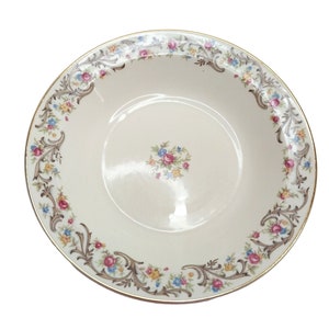 Taylor Smith & Taylor TST 180 Cereal Bowl 7&quot; Pink Blue Yellow Flowers Gold Trim