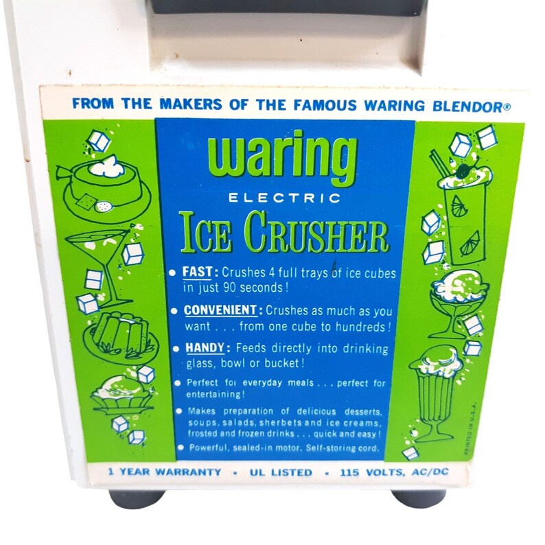 Vintage Waring Model EC1 Electric Ice Crusher Mid Century Etsy