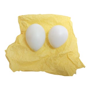Hand Blown Milk Glass Chicken Hen Eggs Set of 2 Realistic Artificial White Eggs