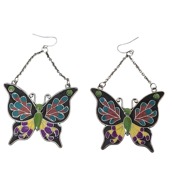RAIDIN Carino smalto lega farfalla pendenti orecchini regali per le donne ragazze gioielli insetto per partito decorazioni Charms (Blu