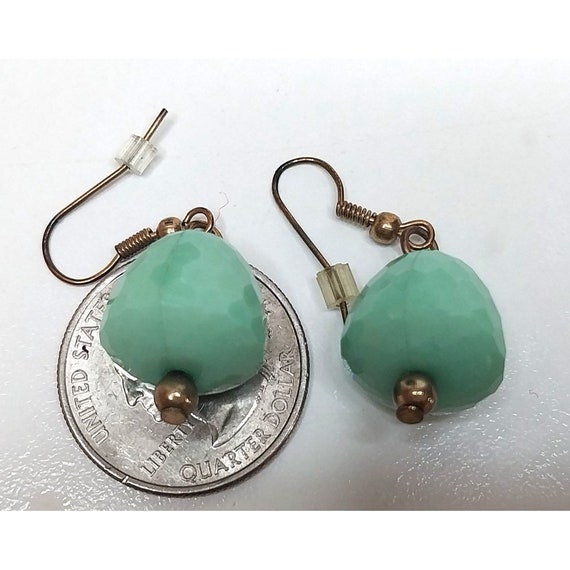 Vintage Green Necklace & Earrings Three Strand La… - image 8