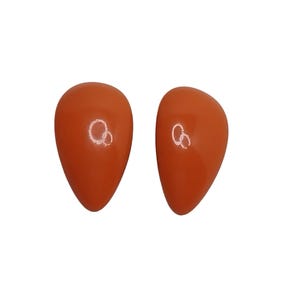 Vintage Orange Teardrop Clip-On Earrings Resin 1980s Retro