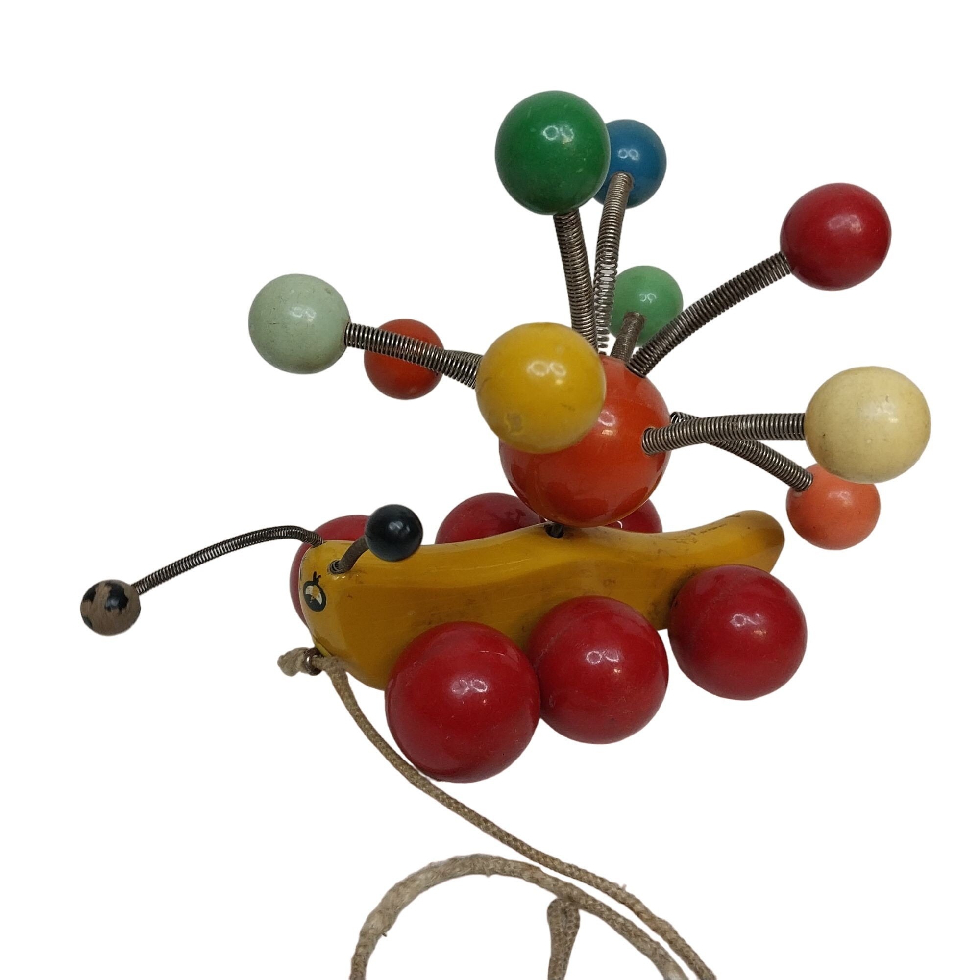 Kouvalias Vintage Banana Caterpillar Wooden Pull Toy Greek - Etsy