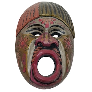 Handmade African Tribal Wooden Mask Wall Art 8.5&quot; Handpainted Carved Colorful