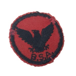 Boy Scouts BSA Vintage Patrol Patch Flying Eagle Red Embroidered Gauze Felt