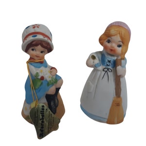 Jasco Adorabells Bisque Porcelain Figurine Bells Lot of 2 with Tag