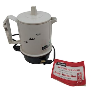 Vintage Regal Poly Insta-Hot Electric Water Heater 5 Cup Capacity Tea Pot with Manual