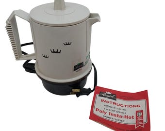Vintage Regal Poly Insta-Hot Electric Water Heater 5 Cup Capacity Tea Pot with Manual