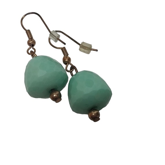 Vintage Green Necklace & Earrings Three Strand La… - image 6