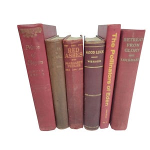 Vintage & Antique Book Lot of 6 Hardcover Red Gold Decor Book Collection