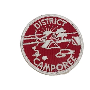 Boy Scouts BSA Vintage Red White District Camporee Embroidered Patch Oval 1960s