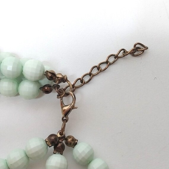 Vintage Green Necklace & Earrings Three Strand La… - image 5