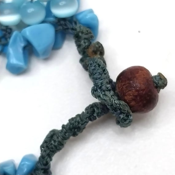 Handcrafted Multi-Strand Blue Shell Chip Beaded N… - image 5