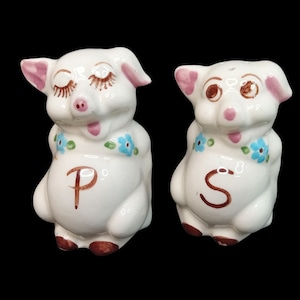 Anthropromorphic Pig Salt & Pepper Shakers Vintage Piggies