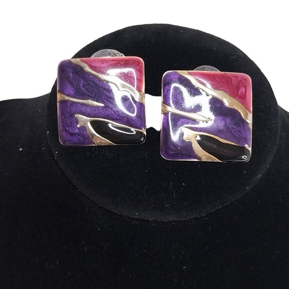 Vintage Funky 80s Earrings Memphis Posts Gold Ton… - image 2