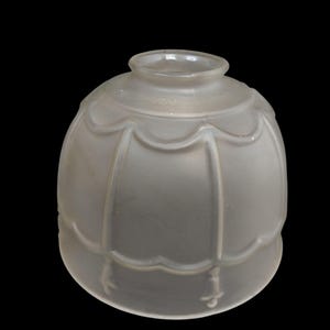 Vintage Frosted Glass Lamp Shade With Scalloped Design 6" Diameter