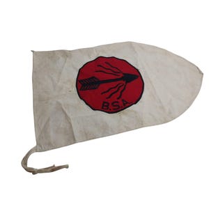 Vintage Boy Scouts BSA Red & White Arrowhead Canvas Pennant Patrol Flag Banner